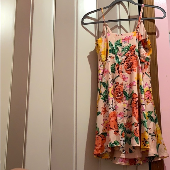 Express Floral Satin Fit and Flare Dress - Picture 2 of 3